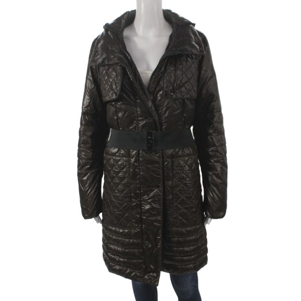 Moncler Womens Puffer Jacket Brown Polyamide Snap Long Sleeve Designer Size 3